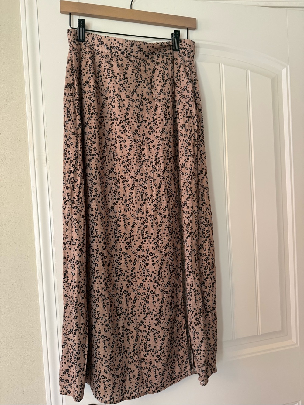 saltwater LUXE Pink Maxi Skirt with Black Dot Print